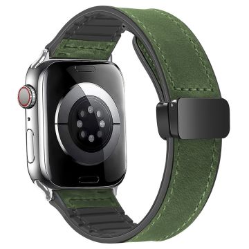 Apple Watch Series 49mm - 45mm - 44mm - 42mm Universal Aito naudannahkaranneke - Crazy Horse / Armeijan Vihreä