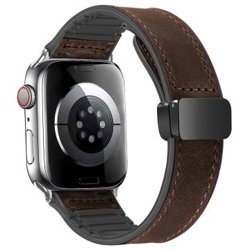 Apple Watch Series 49mm - 45mm - 44mm - 42mm Universal Aito naudannahkaranneke - Crazy Horse / Tumman Ruskea