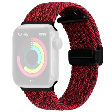 Apple Watch Series 49mm - 45mm - 44mm - 42mm Universal Watch Strap Nylon Ranneke - Musta Punainen Sekoitus