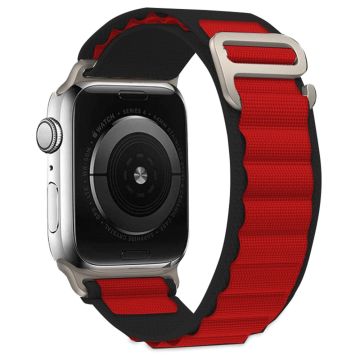 KALEBOL Apple Watch Series 49mm - 45mm - 44mm - 42mm yleiskäyttöinen nailon kellonauha - Musta + Punainen