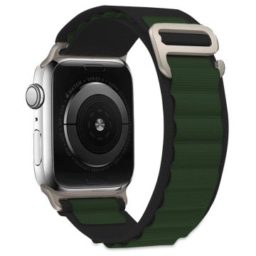 KALEBOL Apple Watch Series 49mm - 45mm - 44mm - 42mm yleiskäyttöinen nailon kellonauha - Vihreä + Musta