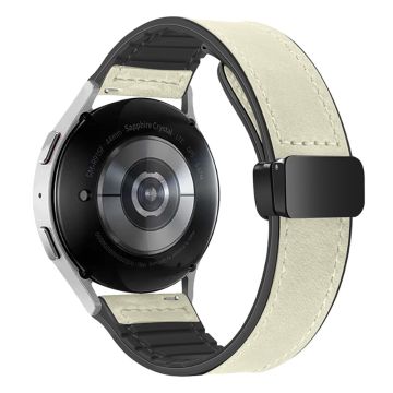 Samsung Gear Sport / Huawei Watch GT 3 42mm magneettinen aito naudannahkainen kellonauha, 20mm - Harmaa