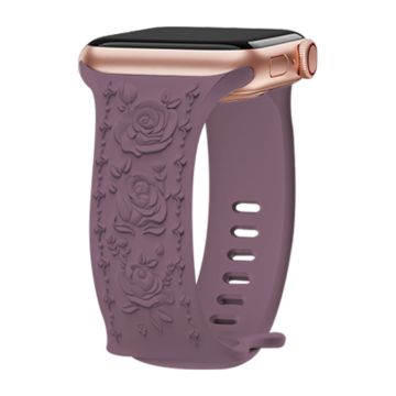 Kohokuvioitu hihna Apple Watch Series 49mm - 45mm - 44mm - 42mmSilikoniranneke - Savu Violetti