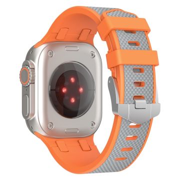 Apple Watch Series 49mm - 45mm - 44mm - 42mm urheilusilikoniranneke - Oranssi + Harmaa