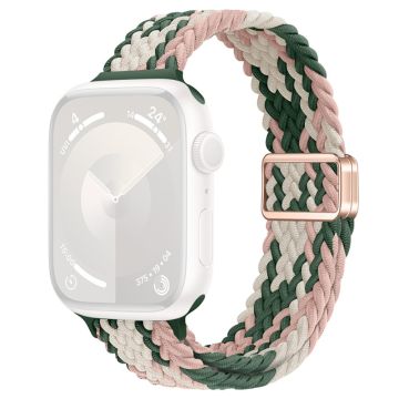 Apple Watch Series 49mm - 45mm - 44mm - 42mm kellohihna Punottu nailonhihna - Pinkki + Starlight + Vihreä