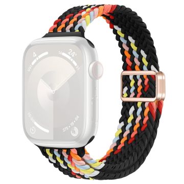 Apple Watch Series 49mm - 45mm - 44mm - 42mm kellohihna Punottu nailonhihna - Musta Sateenkaari