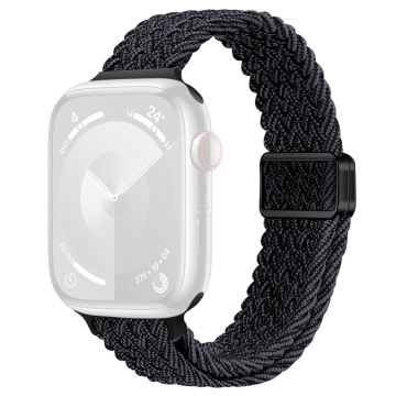 Apple Watch Series 49mm - 45mm - 44mm - 42mm kellohihna Punottu nailonhihna - Grafiitti Musta