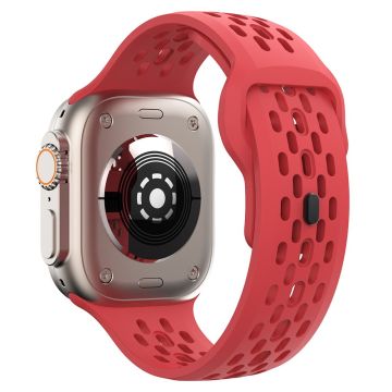 Apple Watch Series 49mm - 45mm - 44mm - 42mm rannekellon ranneke Fluoro Rubber rannehihna - Punainen