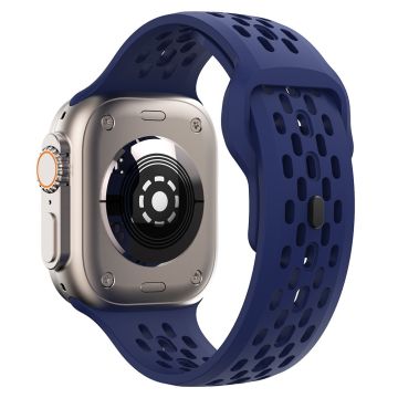 Apple Watch Series 49mm - 45mm - 44mm - 42mm rannekellon ranneke Fluoro Rubber rannehihna - Keskiyön Sininen