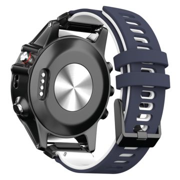 KALEBOL KLB-SSSCGJJ-001 Garmin Fenix 7 / 7 Pro Watch rannekkeen QuickFit 22mm hihna kaksivärinen muotoilu - Keskiyön Sininen + Valkoinen