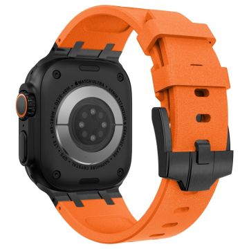 KALEBOL Apple Watch Series 49mm - 45mm - 44mm - 42mm silikoniranneke - Musta + Oranssi