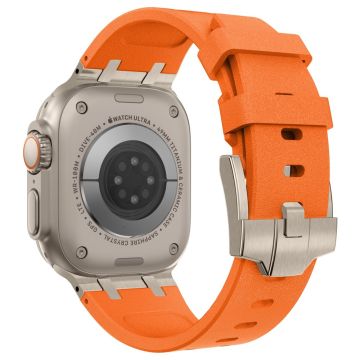 KALEBOL Apple Watch Series 49mm - 45mm - 44mm - 42mm silikoniranneke - Titaani + Oranssi