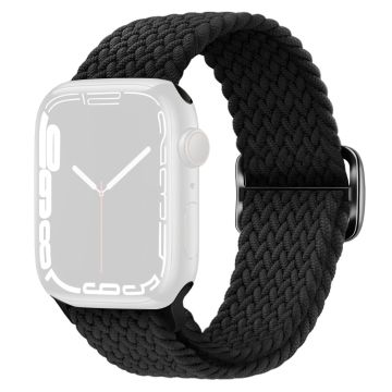 KALEBOL Apple Watch Series 49mm - 45mm - 44mm - 42mm Nylon punottu kellohihna - Musta