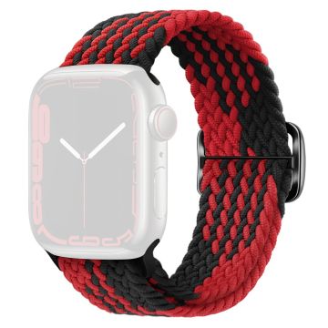 KALEBOL Apple Watch Series 49mm - 45mm - 44mm - 42mm Nylon punottu kellohihna - Musta + Punainen