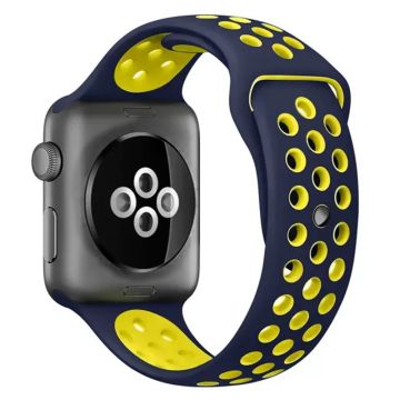 KALEBOL S / M Apple Watch Series 49mm - 45mm - 44mm - 42mm ranneke - Tummansininen + Keltainen