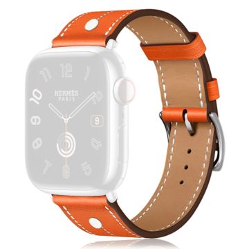 KALEBOL Apple Watch Series 49mm - 45mm - 44mm - 42mm aito naudannahkainen kelloranneke - Oranssi