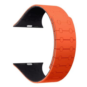 KALEBOL KLB-CXGJ-002 Apple Watch Series 49mm - 45mm - 44mm - 42mm silikoniranneke - Oranssi + Keskiyöllä