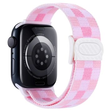 Apple Watch Series 49mm - 45mm - 44mm - 42mm Nylon-kelloranneke - Ruudullinen Vaaleanpunainen