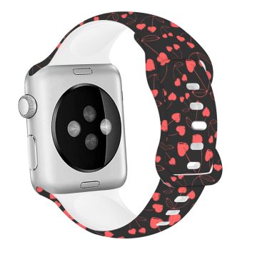 Apple Watch Ultra 2 Ultra 49mm / 9 8 7 45mm / 6 5 4 SE (2022) / (2023) / SE 44mm / 3 2 1 42mm Kuvio Silikoninen kellonauha - Punainen Sydän 05