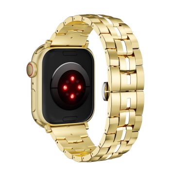 Sinkkiseos hihna Apple Watch Series 49mm - 45mm - 44mm - 42mm rannehihna - Kulta + Valkoinen