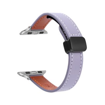 Apple Watch Series 49mm - 45mm - 44mm - 42mm mikrokuituinen nahkaranneke - Violetti