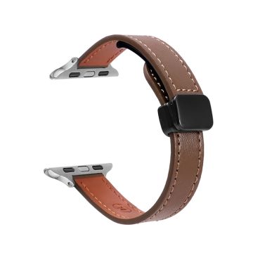 Apple Watch Series 49mm - 45mm - 44mm - 42mm mikrokuituinen nahkaranneke - Karamelli