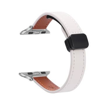 Apple Watch Series 49mm - 45mm - 44mm - 42mm mikrokuituinen nahkaranneke - Beige Aprikoosi