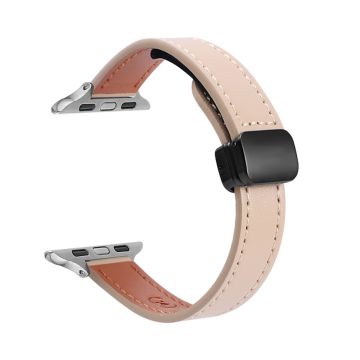 Apple Watch Series 49mm - 45mm - 44mm - 42mm mikrokuituinen nahkaranneke - Aprikoosi