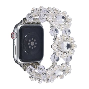 Apple Watch Series 49mm - 45mm - 44mm - 42mm Pearl Bracelet -kellonauha - ruusukulta - Hopea