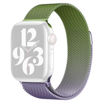 Apple Watch Series 49mm - 45mm - 44mm - 42mm Milanese Mesh -kellonauha - Violetti + Vihreä