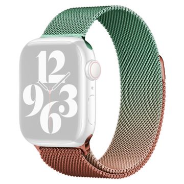 Apple Watch Series 49mm - 45mm - 44mm - 42mm Milanese Mesh -kellonauha - Oranssi + Vaaleanvihreä