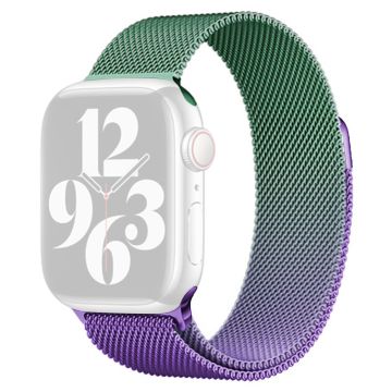 Apple Watch Series 49mm - 45mm - 44mm - 42mm Milanese Mesh -kellonauha - Violetti + Vaaleanvihreä