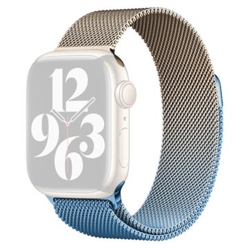 Apple Watch Series 49mm - 45mm - 44mm - 42mm Milanese Mesh -kellonauha - Kulta + Sininen