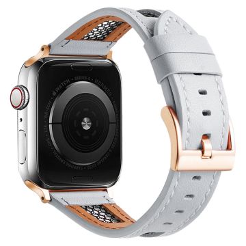 Apple Watch Series 49mm - 45mm - 44mm - 42mm aito naudannahkaranneke - Valkoinen