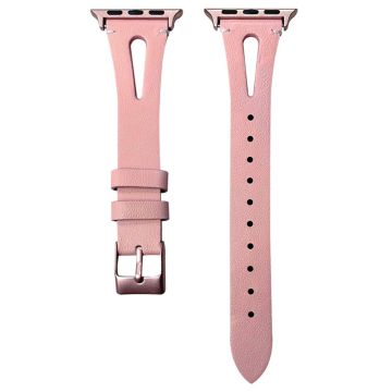 Apple Watch Series 49mm - 45mm - 44mm - 42mm - Split Leather Band - Pinkki