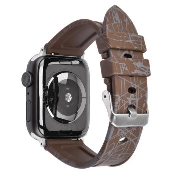 Apple Watch Series 49mm - 45mm - 44mm - 42mm kuminen ranneke, hopea solki - Ruskea