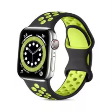 Apple Watch Series 49mm - 45mm - 44mm - 42mm4mm / 3 2 1 42 silikoninen ranneke - Musta + Keltainen