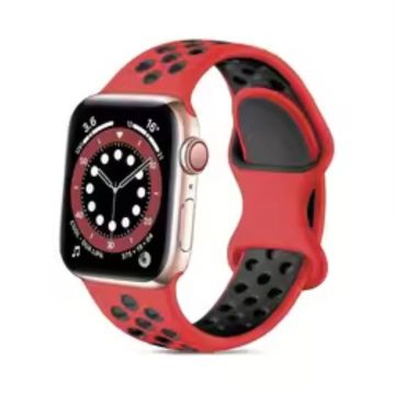 Apple Watch Series 49mm - 45mm - 44mm - 42mm4mm / 3 2 1 42 silikoninen ranneke - Punainen + Musta