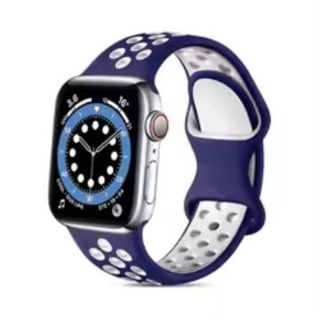 Apple Watch Series 49mm - 45mm - 44mm - 42mm4mm / 3 2 1 42 silikoninen ranneke - Keskiyön Sininen + Valkoinen