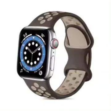 Apple Watch Series 49mm - 45mm - 44mm - 42mm4mm / 3 2 1 42 silikoninen ranneke - Savu Violetti + Ruskea