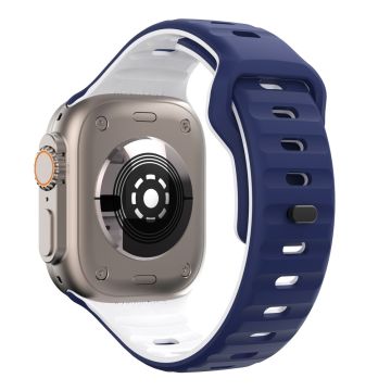 Apple Watch Series 49mm - 45mm - 44mm - 42mm kaksivärinen silikoniranneke - Keskiyön Sininen + Valkoinen