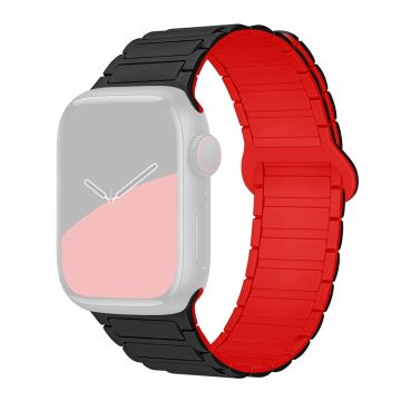 Apple Watch Ultra 2 Ultra 49mm / 9 8 7 45mm / 6 5 4 SE (2022) SE (2023) SE 44mm / 3 2 1 42mm Silikoniranneke magneettinen - Musta / Punainen