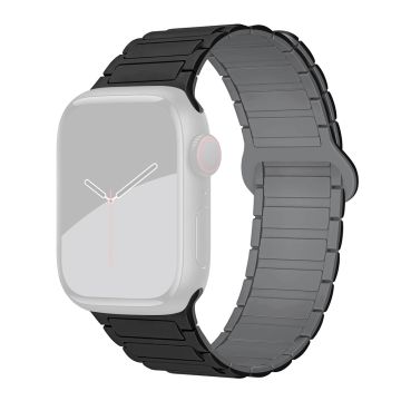 Apple Watch Ultra 2 Ultra 49mm / 9 8 7 45mm / 6 5 4 SE (2022) SE (2023) SE 44mm / 3 2 1 42mm Silikoniranneke magneettinen - Musta / Harmaa