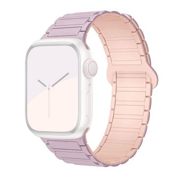 Apple Watch Ultra 2 Ultra 49mm / 9 8 7 45mm / 6 5 4 SE (2022) SE (2023) SE 44mm / 3 2 1 42mm Silikoniranneke magneettinen - Vaaleanvioletti / Pinkki