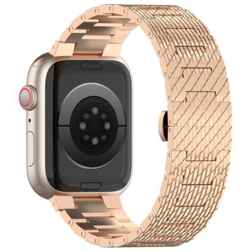 Apple Watch Series 49mm - 45mm - 44mm - 42mm kellon rannerengas ruostumattomasta teräksestä - Ruusukulta