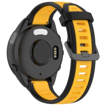 Huawei Watch GT 2 / 3 / 3 Pro / Samsung Galaxy Watch6 Classic Silikoni nauha 20mm kaksivärinen kuvioitu ranneke - Musta / Keltainen