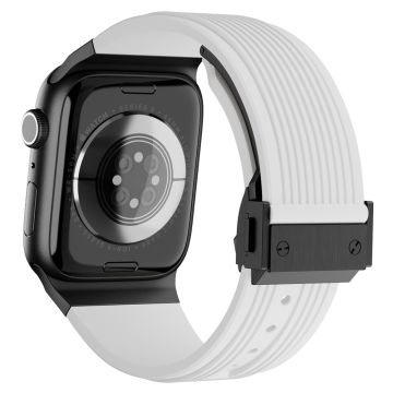 Apple Watch Ultra 2 Ultra 49mm / 9 8 7 45mm / 6 5 4 SE (2023) SE (2022) SE 44mm / 3 2 1 42mm Silikoninen ranneke - Musta Solki / Valkoinen Hihna