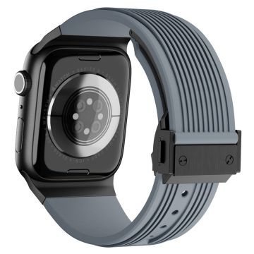 Apple Watch Ultra 2 Ultra 49mm / 9 8 7 45mm / 6 5 4 SE (2023) SE (2022) SE 44mm / 3 2 1 42mm Silikoninen ranneke - Musta Solki / Harmaa Hihna