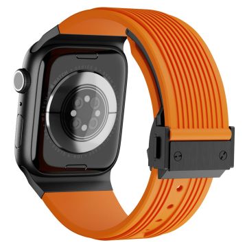 Apple Watch Ultra 2 Ultra 49mm / 9 8 7 45mm / 6 5 4 SE (2023) SE (2022) SE 44mm / 3 2 1 42mm Silikoninen ranneke - Musta Solki / Oranssi Hihna