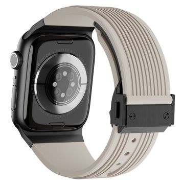 Apple Watch Ultra 2 Ultra 49mm / 9 8 7 45mm / 6 5 4 SE (2023) SE (2022) SE 44mm / 3 2 1 42mm Silikoninen ranneke - Musta Solki / Starlight Hihna